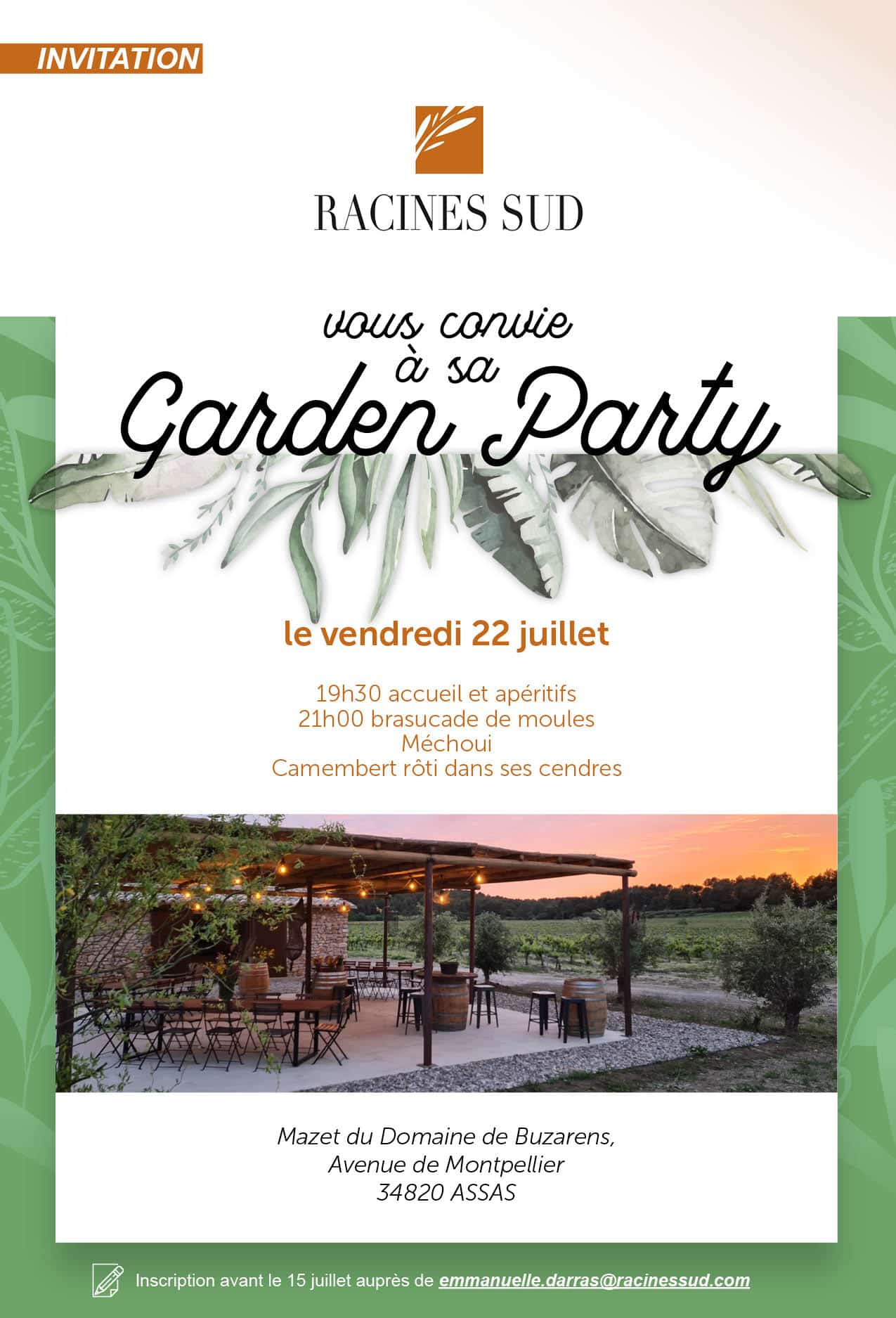 invitation_racines-sud_Garden_party 2022
